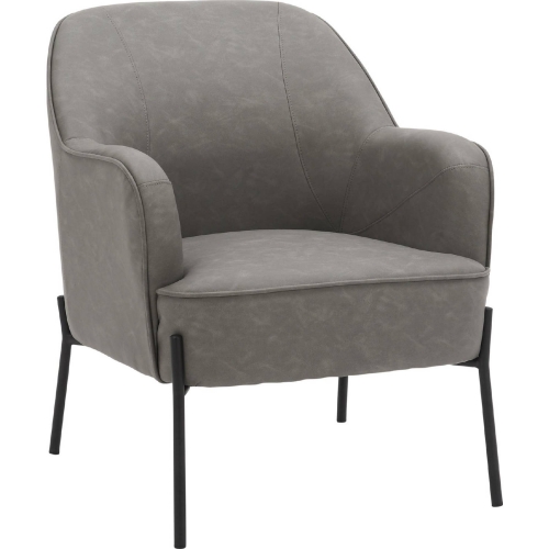 Daniella Accent Chair in Black Metal & Grey Leatherette